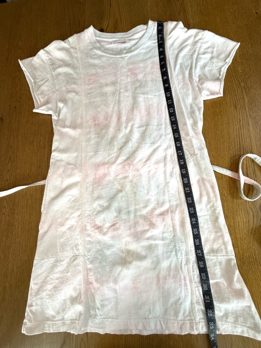John Elliott Pastel Tie Dye T Shirt Dress Tie Waist Pink White Size S - Picture 6 of 16